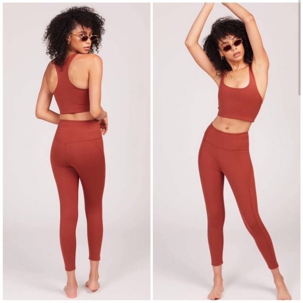 Girlfriend Collective Red Ochre High Rise 3/4 Leggings - Picture 4 of 8